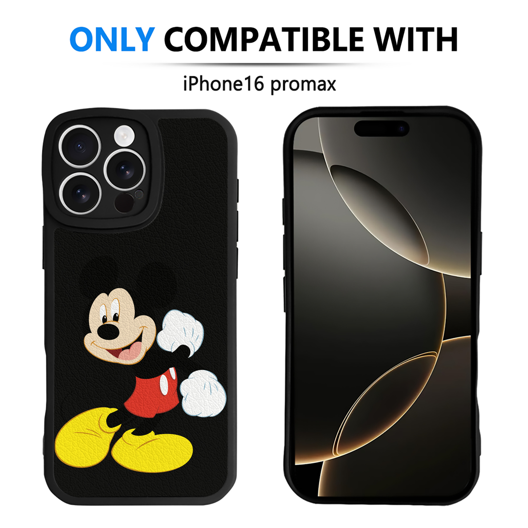 （画像用） ミッキーマウス Mickey Mouse 【iPhone 16シリーズ対応】シリコンスマホケース（レザー調） 材質：シリコン